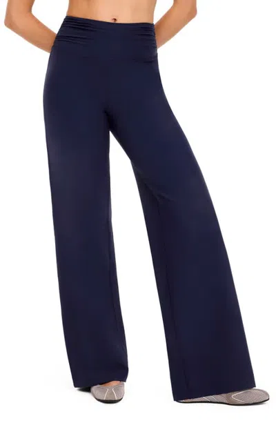 Spanx ® Ruched High Waist Wide Leg Pants In Blue