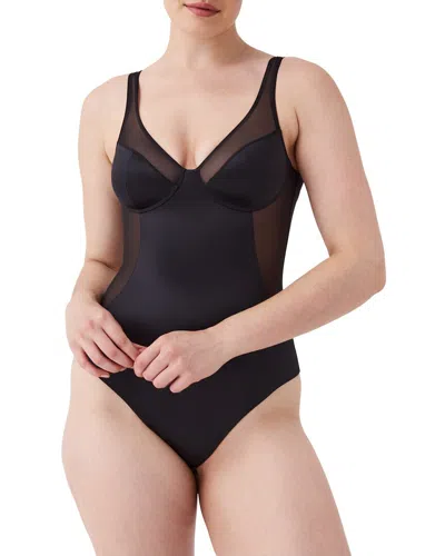 SPANX SPANX SATIN SHAPING MESH THONG BODYSUIT