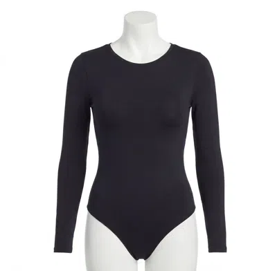 Spanx Scoop Neck Long Sleeve Bodysuit In Black
