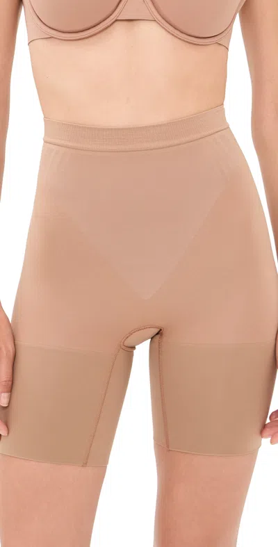 Spanx Sculpt Gofigure Mid Thigh Shorts Cinnamon In Brown