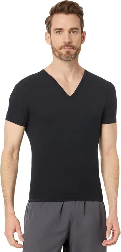 Spanx Sculpt T-shirt Men's Small Black Cotton Blend Short Sleeve V-neck Jdm472