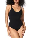 Spanx Seamless Power Thong Bodysuit In Very Black