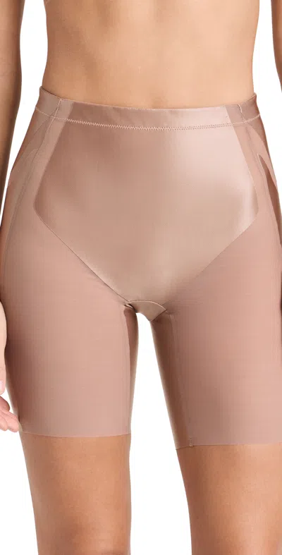 SPANX SHAPE BOOTY-LIFTING MID-THIGH SHORT CAFE AU LAIT