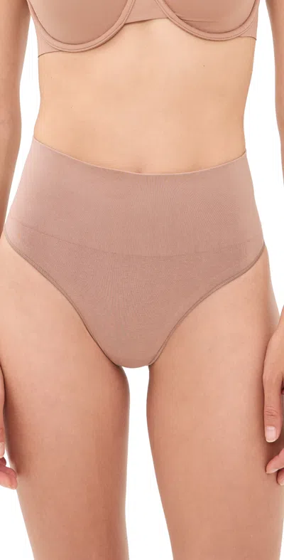 Spanx Shape Extraordinary Thong Cafe Au Lait In Brown