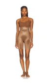 Spanx Shape Invisible Shaping Closed Bust Mid-thigh Bodysuit In Brown