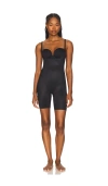 Spanx Shape Invisible Shaping Open-bust Mid-thigh Bodysuit In Black