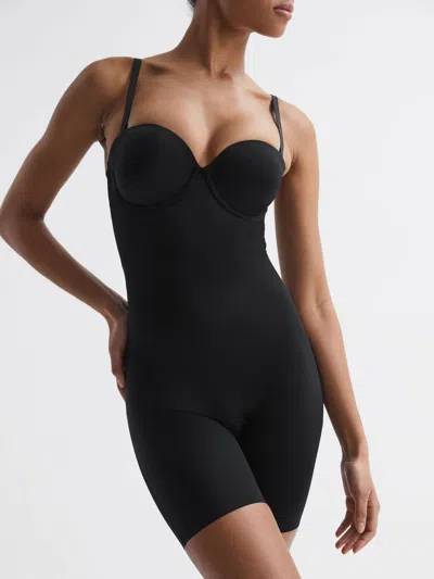 Spanx Shapewear Firming Strapless Mid-thigh Bodysuit With Cups In Black