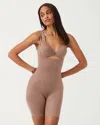 Spanx Open Bust Mid Thigh Bodysuit In Brown
