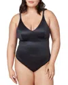 Spanx ® Shaping Satin Thong Bodysuit In Black
