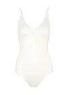 Spanx Shaping Satin Thong Bodysuit In Ivory