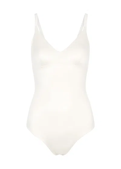 Spanx Shaping Satin Thong Bodysuit In Ivory