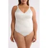 Spanx Shaping Satin Thong Bodysuit In Linen