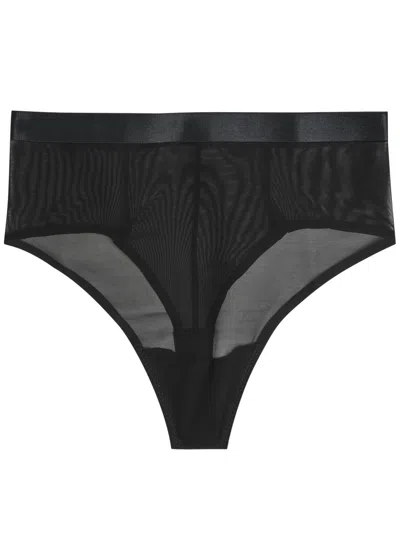 Spanx Sheersense Sculpting Mesh Thong In Black