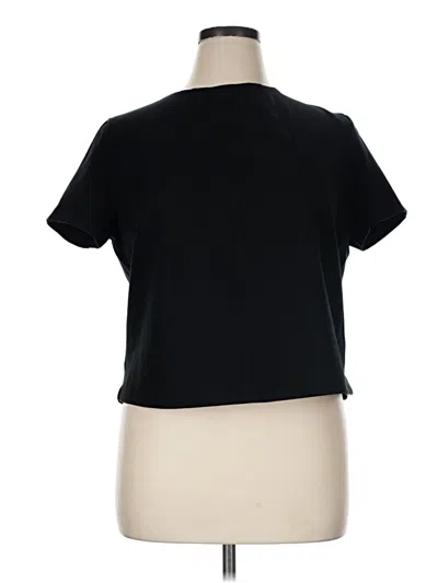 Pre-owned Spanx Short Sleeve Top Black Keyhole Neckline Tops