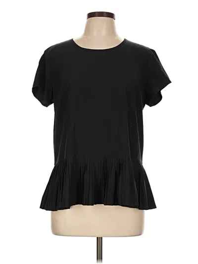 Pre-owned Spanx Short Sleeve Top Black Ruffles Neckline Tops