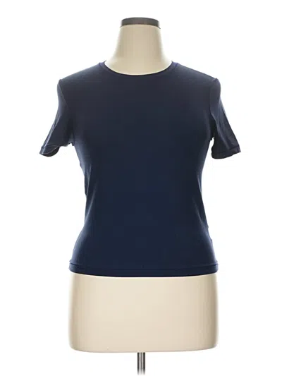 Pre-owned Spanx Short Sleeve Turtleneck In Blue