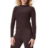 Spanx ® Skysoft Mock Neck Top In Truffle Brown Heather