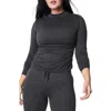 Spanx ® Skysoft Mock Neck Top In Very Black Dash Heather