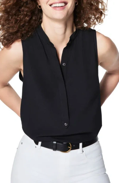 Spanx Crepe Popover Blouse In Classic Black