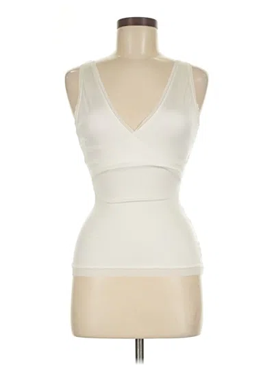 Pre-owned Spanx Sleeveless Top Ivory Plunge Neckline Tops In White