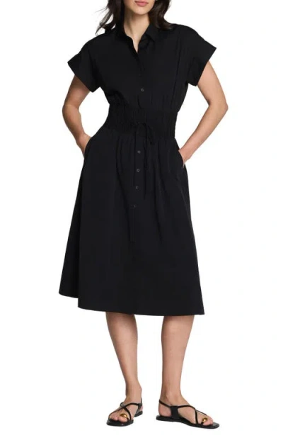 Spanx ® Smocked Button-up Midi Dress In Black