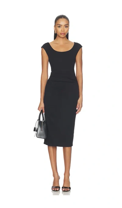 Spanx Smoothing Jersey Cap Sleeve Scoop Dress In Black