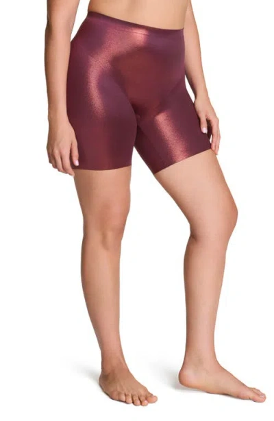 Spanx ® Shape™ Luxeshine Mid-thigh Short In Burgundy