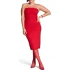 Spanx ® Strapless Ponte Midi Dress In Red