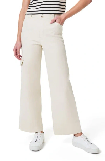 Spanx Stretch Cotton Blend Twill Ankle Cargo Pants In Eggshell