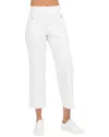 Spanx Cropped Wide-leg Mid-rise Stretch Cotton-blend Trousers In White