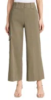 Spanx Stretch Twill Cropped Wide-leg Pants In Spanish Olive