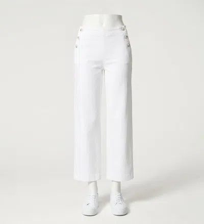 Spanx Stretch Twill Cropped Wide Leg Pants In White