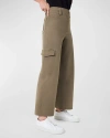 Spanx Stretch Twill Cropped Wide-leg Pants In Tuscan Olive
