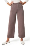 Spanx Stretch Twill Wide Leg Crop Pants In Smoke