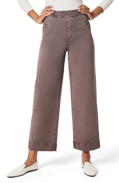 Spanx Stretch Twill Wide Leg Crop Pants In Grey