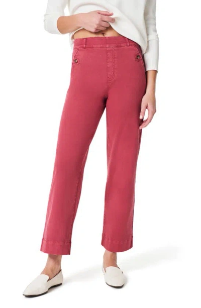Spanx Stretch Twill Wide Leg Crop Pants In Wild Rose