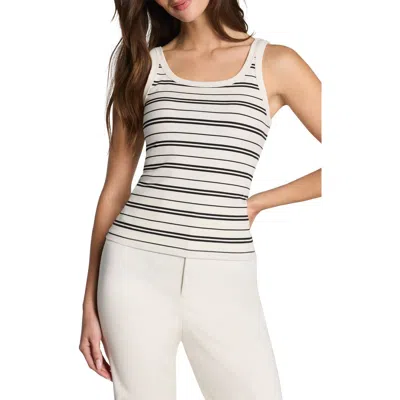 Spanx ® Striped Scoop Neck Tank In Linen/classic Black Stripe