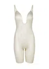 Spanx Suit Your Fancy Open-bust Mid-thigh Bodysuit In Ivory