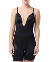 Spanx Suit Your Fancy Plunge Low-back Mid-thigh Bodysuit In Very Black