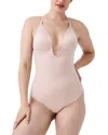 Spanx Shape Suit Your Fancy Plunge Low-back Thong Bodysuit Champagne Beige In Neutral