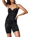 Spanx Strapless Mid Thigh Bodysuit In Very Black