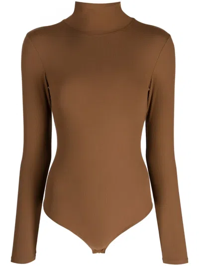Spanx Suit Yourself Ribbed Bodysuit In Brown