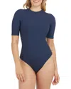 Spanx Suit Yourself Ribbed Crewneck Bodysuit In Blue