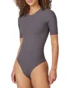 Spanx Suit Yourself Ribbed Crewneck Bodysuit In Gray