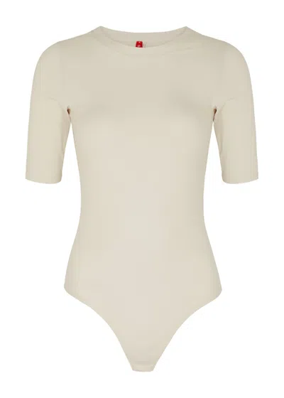 Spanx Suit Yourself Ribbed Stretch-jersey Bodysuit In Off White