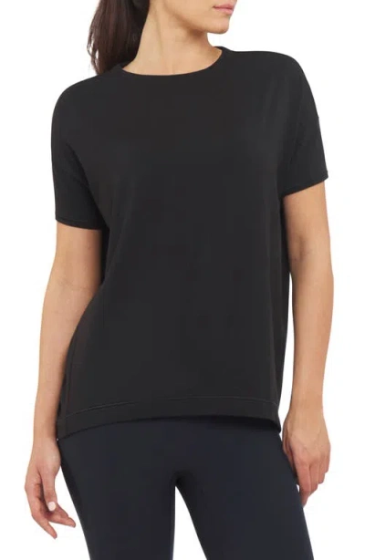 Spanx ® Supernatural Flow Short Sleeve Cotton Blend Top In Very Black