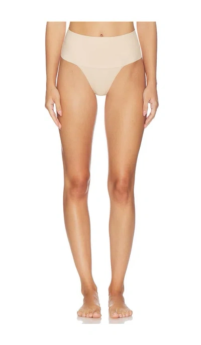 Spanx Supersmooth Undie-tectable Cotton Thong In Brown