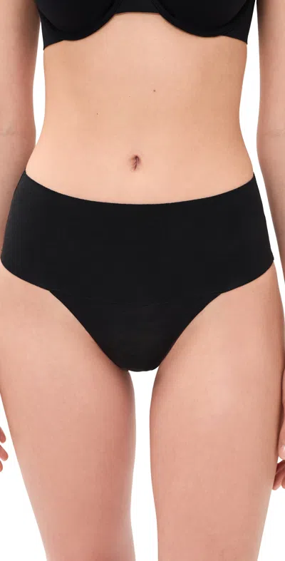 Spanx Supersmooth Undie-tectable Cotton Thong Very Black