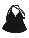 Spanx Swimsuit Top Black Solid Pattern Swimwear In Black