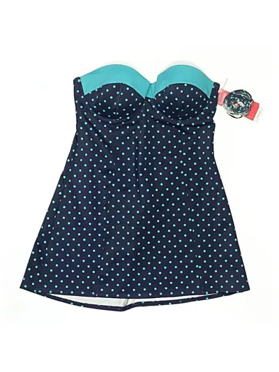 Spanx Swimsuit Top Teal Polka Dots Pattern Swimwear